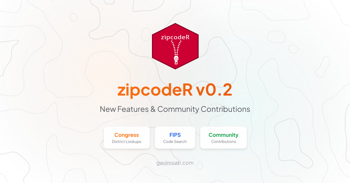 zipcodeR v0.2: New Features and Community Contributions